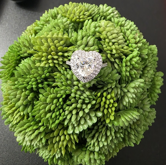 Vintage Jewelry - Watch Video / 10K Gold Heart Moissanite Halo Ring